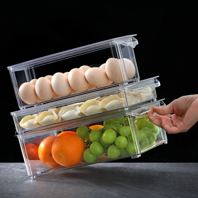 Fridge Storage Container with Lids | Clear Containers for Vegetable, Fruit, Microgreens Pantry Kitchen Refrigerator