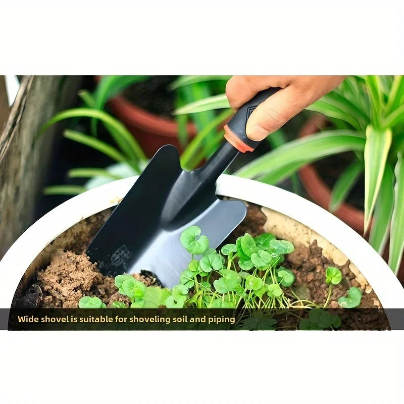Durable Metal Gardening Shovel with Ergonomic Black Handle & Orange Accents - Perfect for Planting Flowers, Vegetables