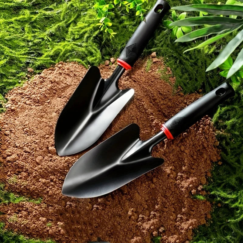 Durable Metal Gardening Shovel with Ergonomic Black Handle & Orange Accents - Perfect for Planting Flowers, Vegetables