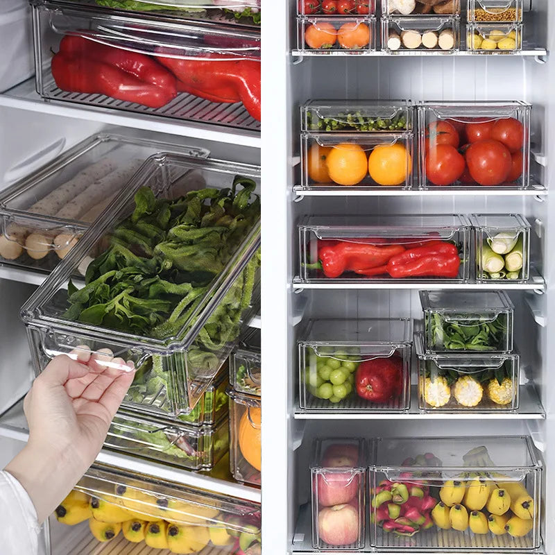 Fridge Storage Container with Lids | Clear Containers for Vegetable, Fruit, Microgreens Pantry Kitchen Refrigerator