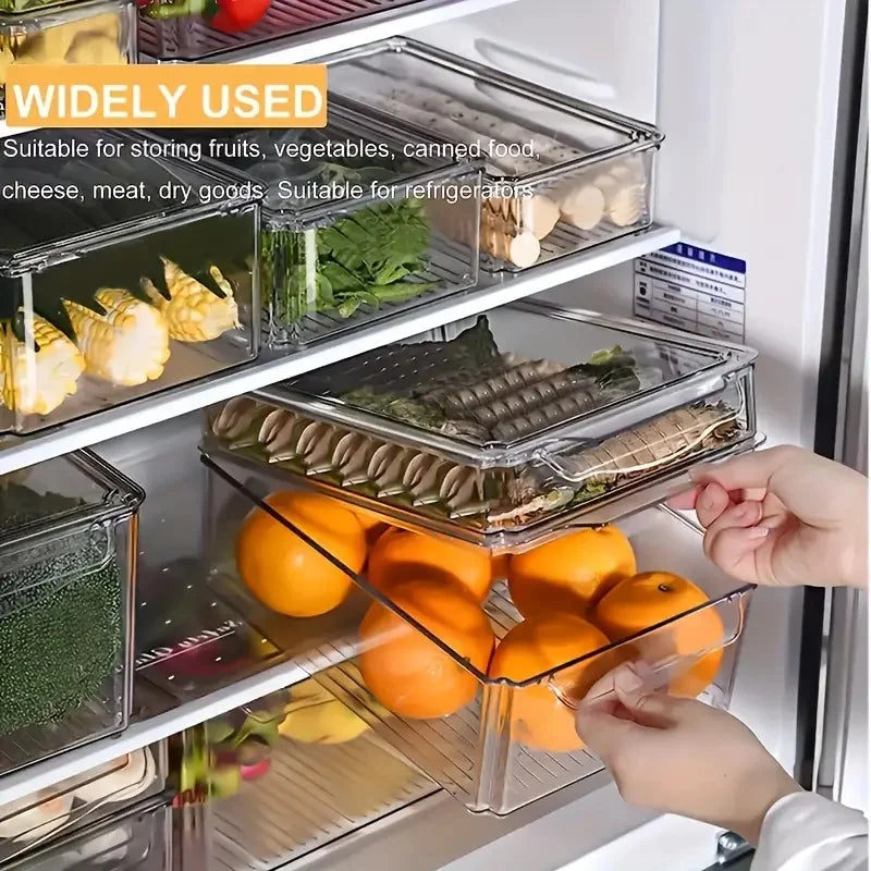 Fridge Storage Container with Lids | Clear Containers for Vegetable, Fruit, Microgreens Pantry Kitchen Refrigerator