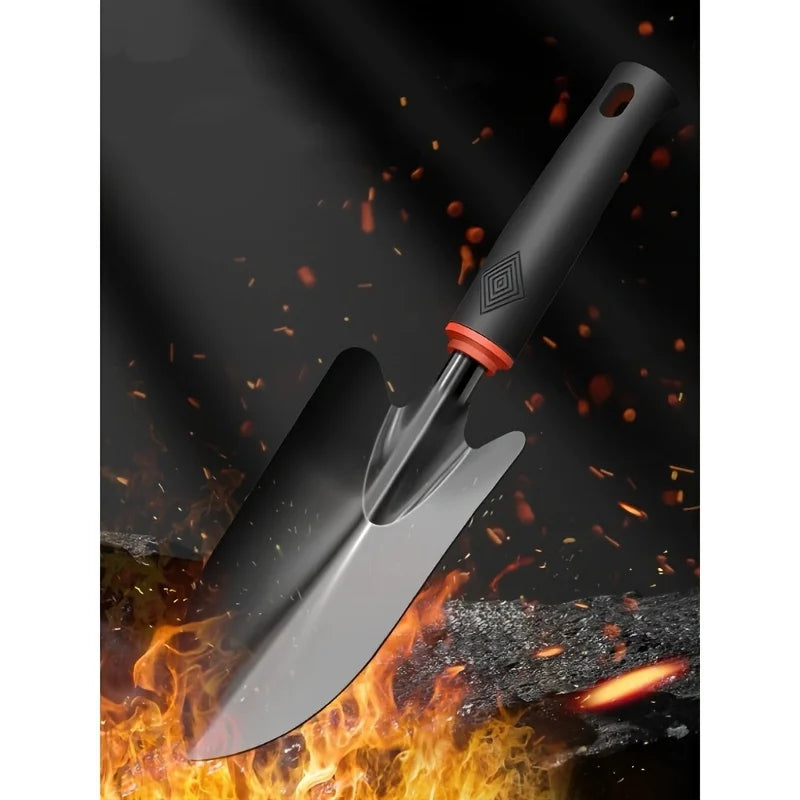 Durable Metal Gardening Shovel with Ergonomic Black Handle & Orange Accents - Perfect for Planting Flowers, Vegetables