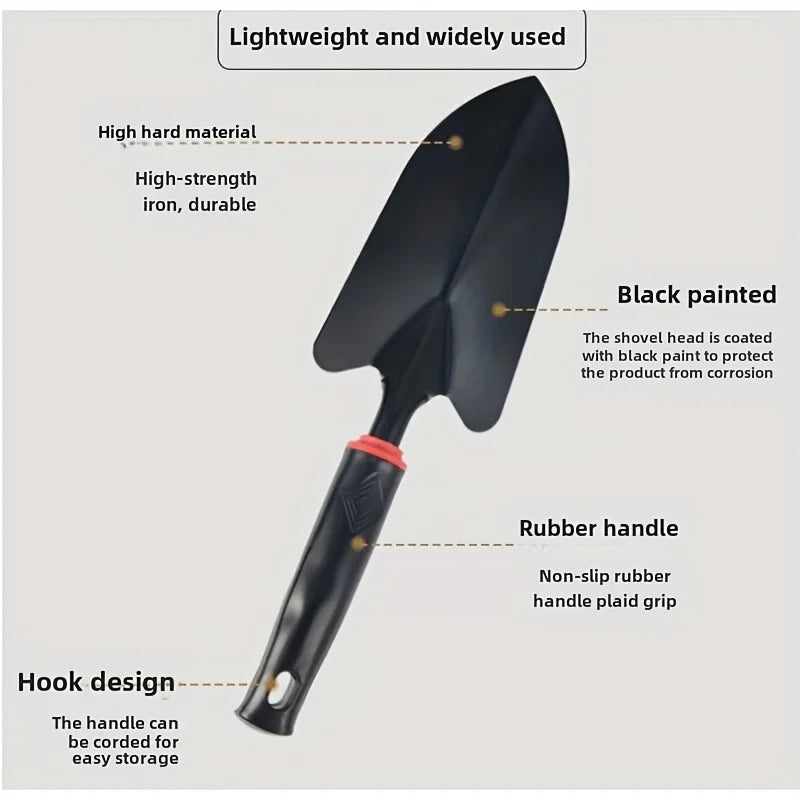 Durable Metal Gardening Shovel with Ergonomic Black Handle & Orange Accents - Perfect for Planting Flowers, Vegetables