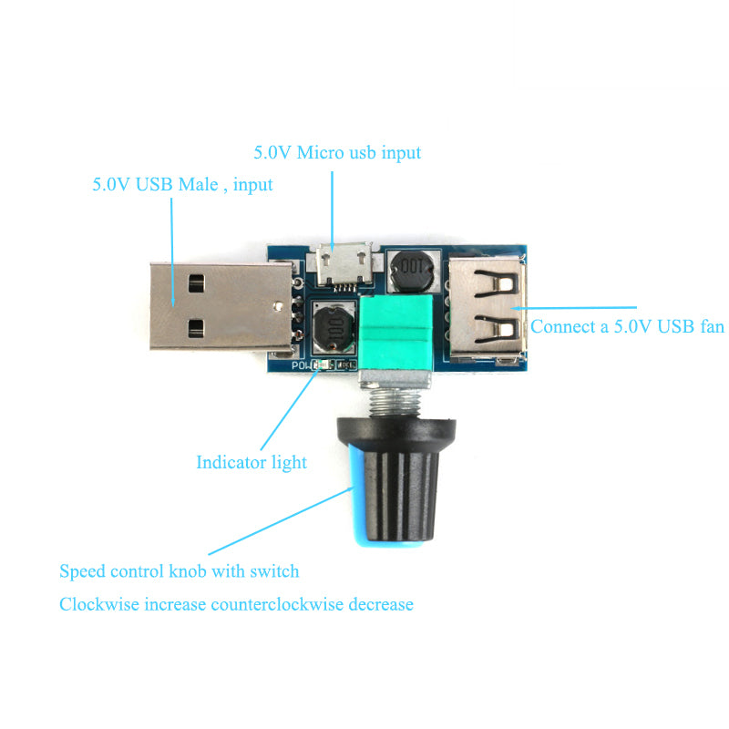 DC 5V Micro USB Fan Speed Controller
